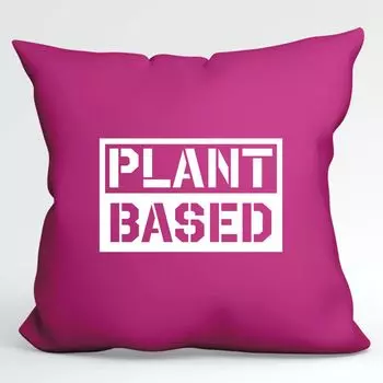 Подушка Huuraa Современный декоративный чехол на подушку на основе растений без наполнителя, размер 40 x 40 см, цвет фуксии с мотивом для всех веганов. Идея подарка для друзей и семьи Hellweg Druckerei