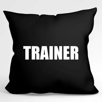 Подушка Huuraa Trainer Training Декоративный чехол на подушку без наполнителя Размер 40 x 40 см Черный с мотивом для всех фитнес-тренеров Идея подарка для друзей и семьи Hellweg Druckerei