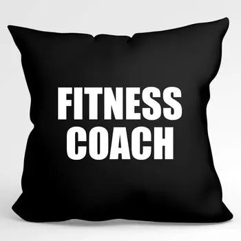 Подушка Huuraa Тренер по фитнесу Декоративный чехол для подушки без наполнителя Размер 40 x 40 см Черный с мотивом для всех персональных тренеров Идея подарка для друзей и семьи Hellweg Druckerei