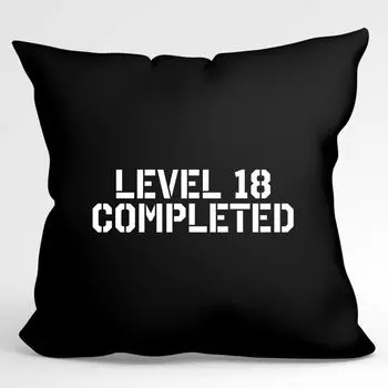 Подушка Huuraa Уровень 18 Готовая декоративная подушка с наполнителем Размер 40x40 см Черный для всех в качестве подарка на 18-летие для друзей и семьи Hellweg Druckerei