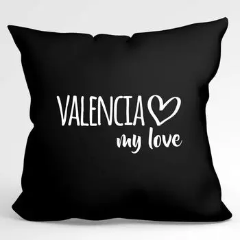Подушка Huuraa Valencia my love декоративная подушка с наполнителем размером 40х40см, черная для всех поклонников Валенсии, Испания, идея подарка для друзей и семьи Hellweg Druckerei