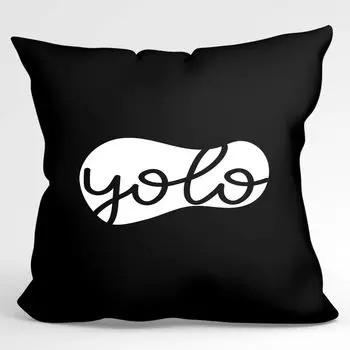 Подушка Huuraa YOLO живешь только один раз декоративная подушка с наполнителем, размер 40х40см, черная с жизненным девизом, идея подарка для друзей и семьи Hellweg Druckerei