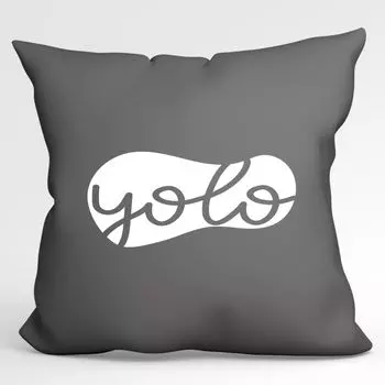 Подушка Huuraa YOLO живешь только один раз декоративная подушка с наполнителем размер 40х40см стальной серый с жизненным девизом идея подарка для друзей и семьи Hellweg Druckerei