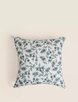 Подушка из чистого хлопка с цветочными кисточками Marks & Spencer, синий микс