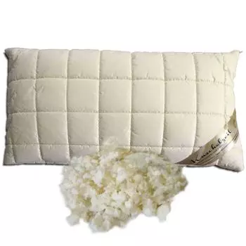 Подушка из мериноса с хлопьями натурального латекса + клубки натуральной овечьей шерсти размером 40х80 см, индивидуальная регулировка по высоте Meivita