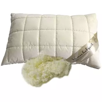 Подушка из натуральной овечьей шерсти мериноса размером 40х60 см с шариками из шерсти для индивидуальной регулировки высоты Meivita