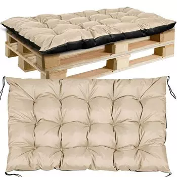 Подушка из поддона, садовая подушка, шезлонг, место встречи, место для вечеринки, с возможностью расстановки по желанию, Ache с белыми полосками, 120 х 80 см, 120 х 40 см EDANTI, бежевый