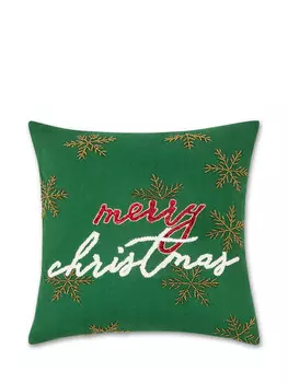 Подушка из ткани с вышивкой бисером 45х45см Coincasa, зеленый