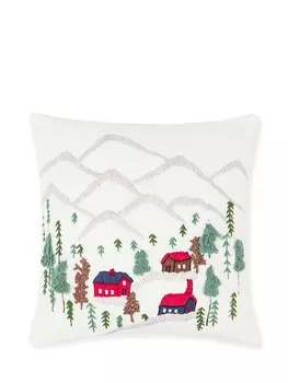 Подушка из ткани шерпа с вышивкой 45х45см Coincasa, белый