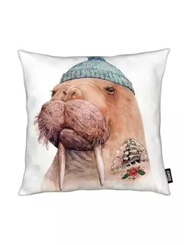 Подушка Juniqe, цвет blau & braun