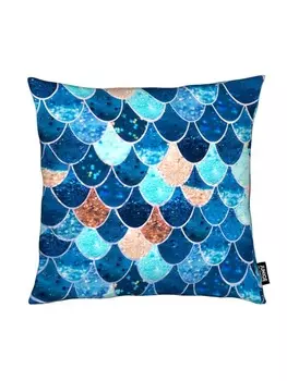 Подушка Juniqe, цвет blau & orange