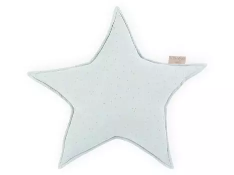 Подушка KraftKids Star из муслина с золотыми точками на зеленом фоне