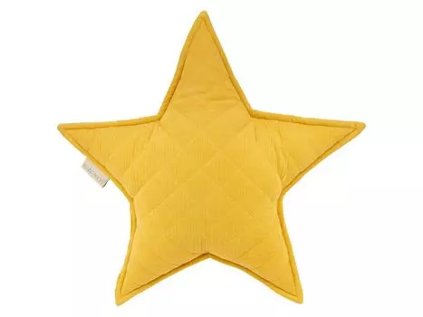 Подушка KraftKids Star муслиновая стеганая желтая горчичная