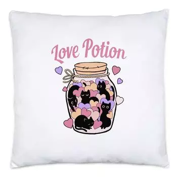 Подушка Love Potion с мотивом кошек и сердечек для любителей кошек, кошачья любовь, Miau Mieze Bsi Hey!Print