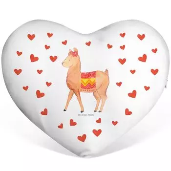 Подушка «Мистер и миссис Панда» Alpaca Pride — белый — подарок, декоративная подушка в форме сердца, лама Mr. & Mrs. Panda