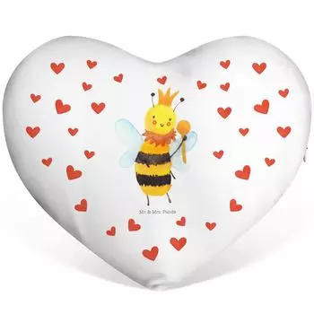 Подушка «Мистер и миссис Панда» в форме сердца Bee King — белый — подарок, оса, в форме сердца, шмель, декоративная подушка Mr. & Mrs. Panda