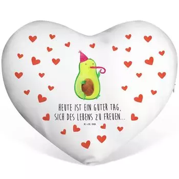 Подушка «Мистер и миссис Панда» в форме сердца «Праздник авокадо» — белый — подарок, здоровая, веганская, день рождения, вечеринка, хорошее настроение, вегетарианская, форма сердца, декоративная подушка Mr. & Mrs. Panda