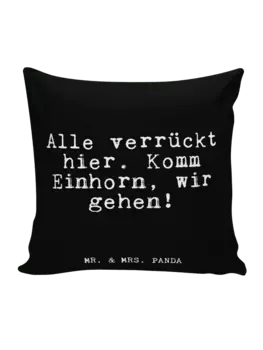 Подушка Mr & Mrs Panda 40x40 Alle verrckt hier Komm, черный