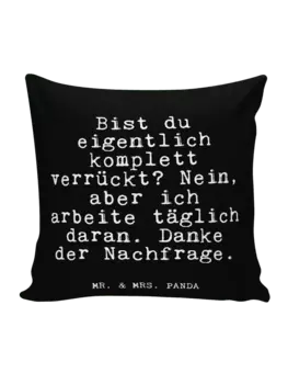 Подушка Mr & Mrs Panda 40x40 Bist du eigentlich komplett mit, черный