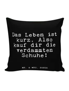 Подушка Mr & Mrs Panda 40x40 Das Leben ist kurz, черный