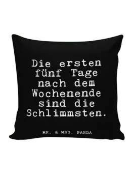 Подушка Mr & Mrs Panda 40x40 Die ersten fnf Tage, черный