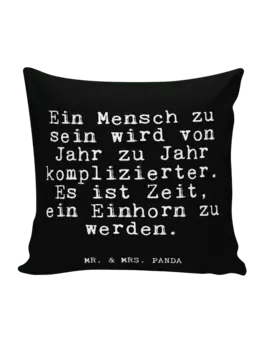 Подушка Mr & Mrs Panda 40x40 Ein Mensch zu sein, черный