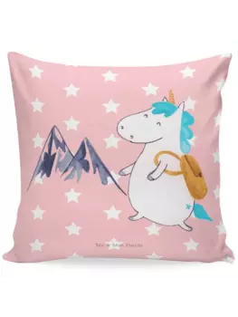 Подушка Mr & Mrs Panda 40x40 Einhorn Bergsteiger, цвет rot pastell