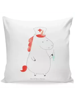 Подушка Mr & Mrs Panda 40x40 Einhorn Krankenschwester, белый