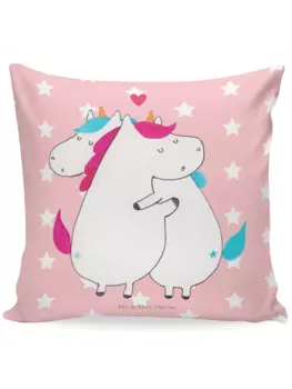Подушка Mr & Mrs Panda 40x40 Einhorn Mitteilung, цвет rot pastell