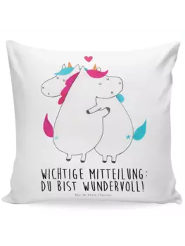 Подушка Mr & Mrs Panda 40x40 Einhorn Mitteilung, белый
