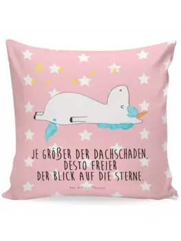 Подушка Mr & Mrs Panda 40x40 Einhorn Sternenhimmel, цвет rot pastell
