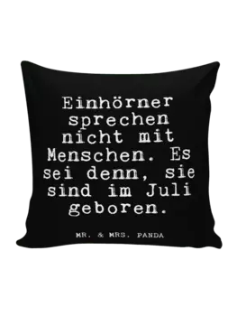 Подушка Mr & Mrs Panda 40x40 Einhrner sprechen nicht, черный