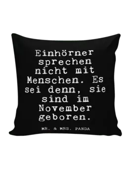 Подушка Mr & Mrs Panda 40x40 Einhrner sprechen nicht, черный