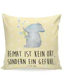 Подушка Mr & Mrs Panda 40x40 Elefant Seifenblasen, пастельно-желтый