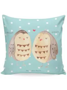 Подушка Mr & Mrs Panda 40x40 Eulen Liebe, цвет trkis pastell