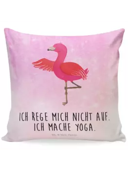 Подушка Mr & Mrs Panda 40x40 Flamingo Yoga, цвет aquarell pink