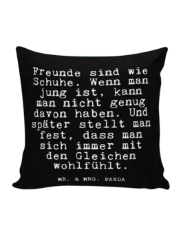 Подушка Mr & Mrs Panda 40x40 Freunde sind wie Schuhe, черный