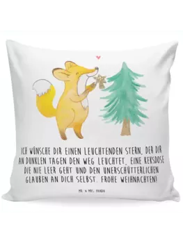 Подушка Mr & Mrs Panda 40x40 Fuchs Weihnachtsbaum, белый