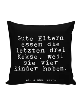 Подушка Mr & Mrs Panda 40x40 Gute Eltern essen die, черный