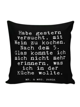 Подушка Mr & Mrs Panda 40x40 Habe gestern versucht mit, черный