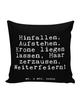 Подушка Mr & Mrs Panda 40x40 Hinfallen Aufstehen Krone liegen, черный