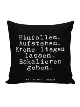 Подушка Mr & Mrs Panda 40x40 Hinfallen Aufstehen Krone liegen, черный