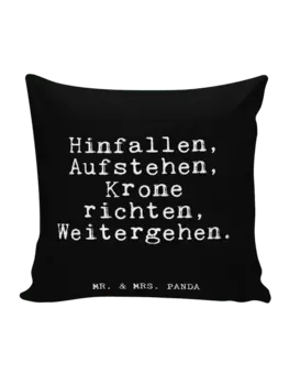 Подушка Mr & Mrs Panda 40x40 Hinfallen Aufstehen Krone richte, черный