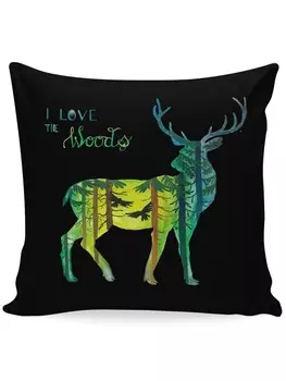 Подушка Mr & Mrs Panda 40x40 Hirsch I love the woods, черный