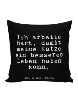 Подушка Mr & Mrs Panda 40x40 Ich arbeite hart damit, черный