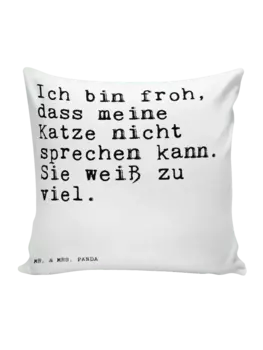 Подушка Mr & Mrs Panda 40x40 Ich bin froh dass, белый