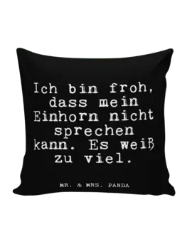 Подушка Mr & Mrs Panda 40x40 Ich bin froh dass, черный
