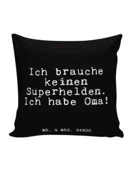 Подушка Mr & Mrs Panda 40x40 Ich brauche keinen Superhelden, черный