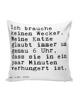 Подушка Mr & Mrs Panda 40x40 Ich brauche keinen Wecker, белый