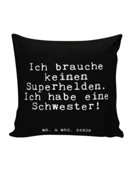 Подушка Mr & Mrs Panda 40x40 Ich brauche keinen Superhelden, черный